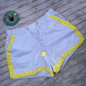 Lilly Pulitzer Katia Shorts Blue Peri Swizzle Women's XXS Coastal Striped Yellow